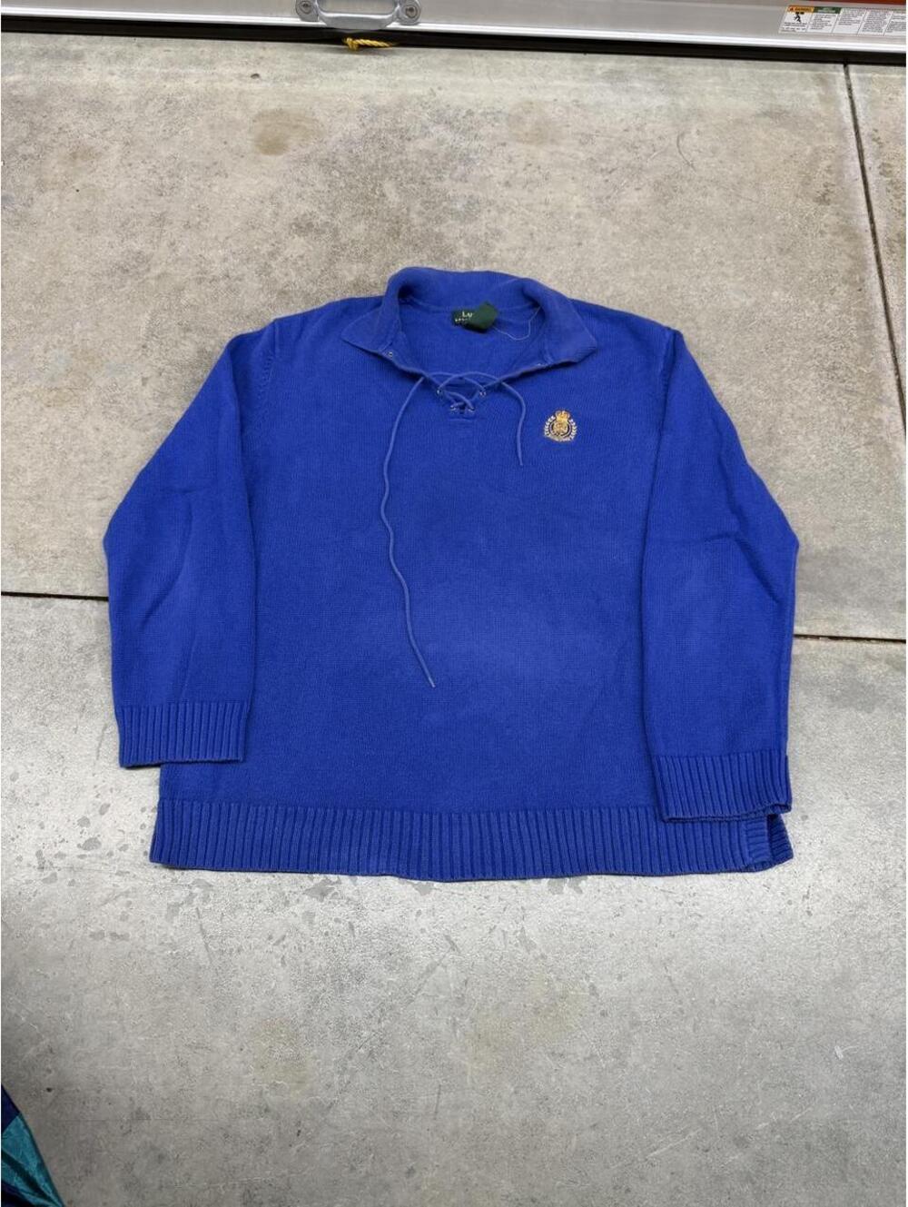 vintage lauren ralph lauren collared blue knit sweater size xl WOMENS